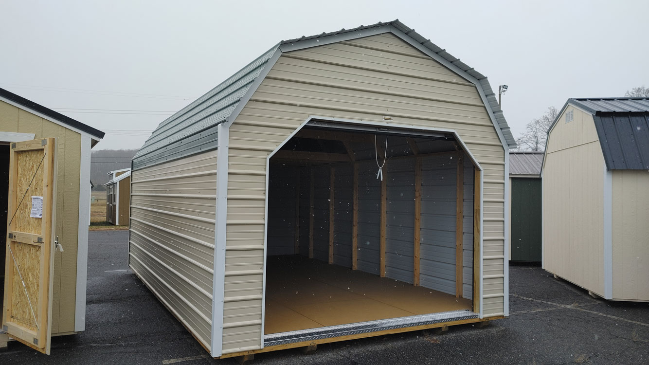 12' x 20' Light Stone Metal Lofted Garage